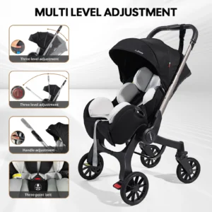 Camping cart, Foldable baby stroller, adjustable backrest, can be pushed in two directions, Suitable for traveling in autumn
