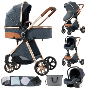 Lightweight Baby Stroller 3 in 1 Newborns Travel System Prams Multifunctional High Landscape Baby 4 IN 1 Strollers with Isofix