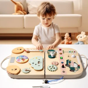 Toddlers Montessori Toys Sensory Busy Board with LED Light Switch Activity Manipulation Board Kids Parish Skill Education Games