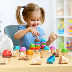 Montessori Toys Baby Ice Cream Preschool Stacking Color Cognitive Counting Learning Educational Toys for Kids Christmas Gifts