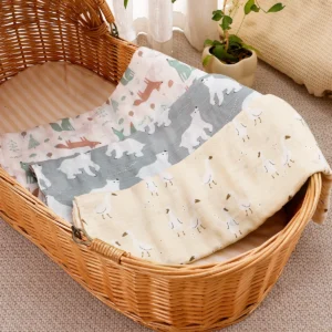 3 Pcs/Set 120x110cm Bamboo Cotton Baby Muslin Swaddle Blanket Cute Soft Print Infant Towel Wrap For Newborn Baby