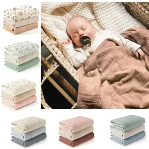 3pcs Set Cotton Muslin Swaddle Baby Wrap Blanket Set for Boys Girls Newborn Gifts Stroller Blankets Baby Bedding Kids Swaddling