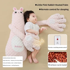 Animal Cartoon Baby Sleep Soothing Palm Pillow Plush Soothing Hand Pacify Doll Toy Comforting Infants Sleep Doll with Remote