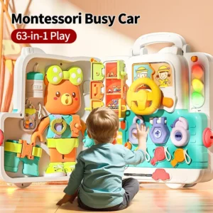 Montessori Busy Board Sensory Toys with Music & Light Switches Multifunction Activity Toy for Toddlers Early Educational Gifts