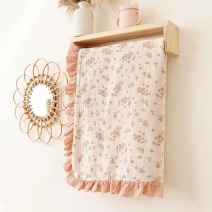 Ruffle Baby Blanket Cotton Swaddle Newborn Wrap Flower Muslin Receive Blankets Stroller Cover